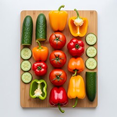 Colorful Vegetables on Cutting Board. (1)