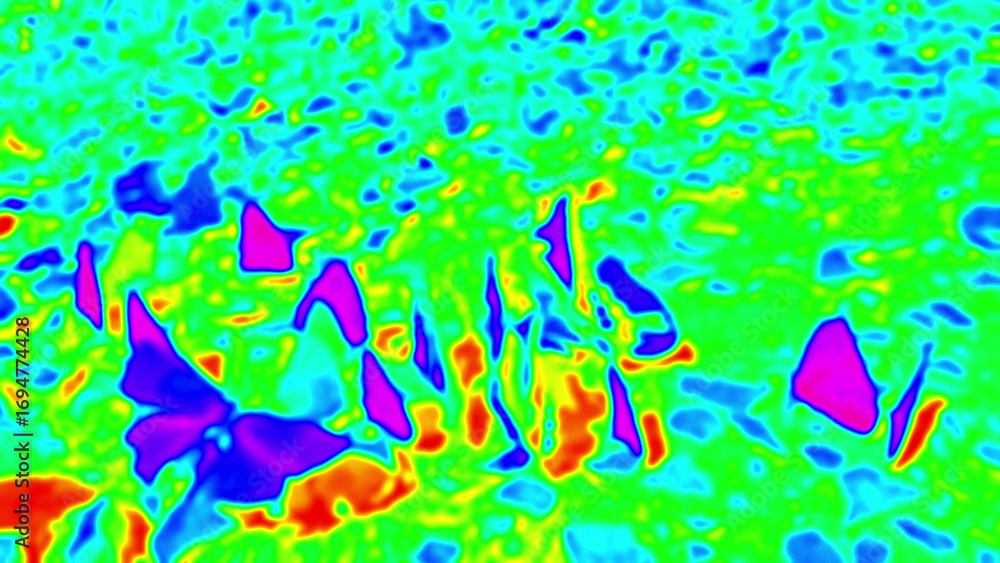 Poster abstract microscopic-style background with vibrant, flowing shapes. a dynamic heatmap video with flu