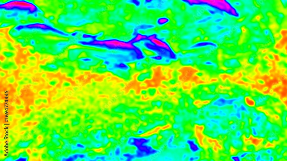 Aufkleber abstract microscopic view of cellular structures, vibrant heatmap style animation with flowing color