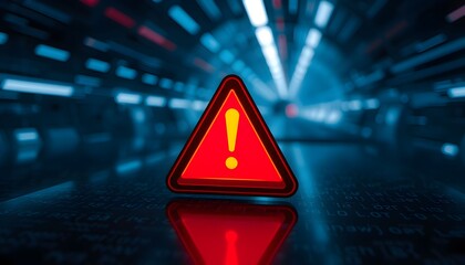 A close-up shot of a red warning sign with an exclamation mark, indicating danger.