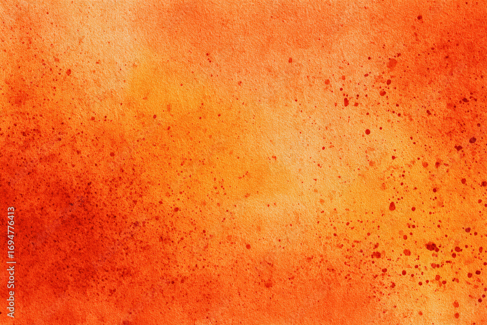 Poster abstract orange watercolor texture with splatters and gradient effect