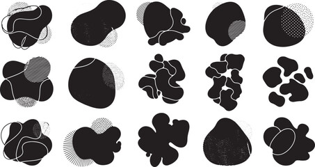 Fototapeta premium Abstract Organic Shapes Collection Black and White Blobs and Amorphous Forms for Graphic Design