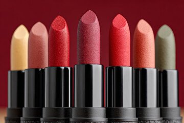 A row of lipsticks of different colors