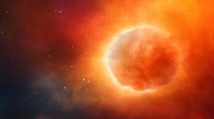 Erupting star in vibrant colors amidst a canvas of space and distant stars