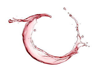 Red wine abstract splash shape on png transparent / white background