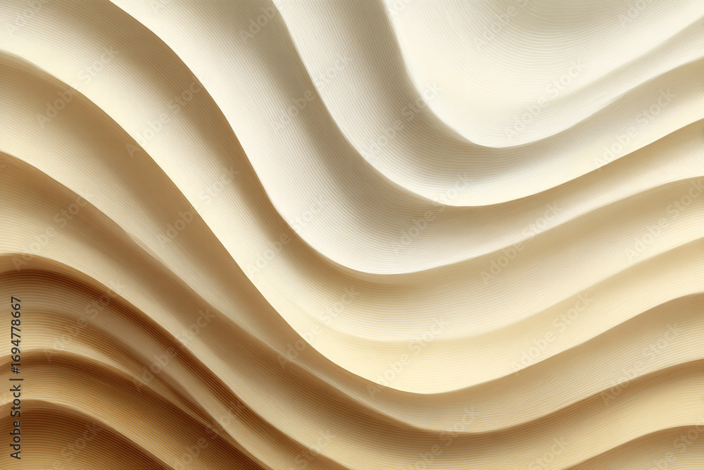 Poster abstract beige and white wavy layered design smooth texture background