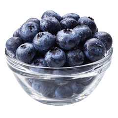 Obraz na płótnie Canvas Fresh Blueberries in Glass Bowl, isolated on transparent background