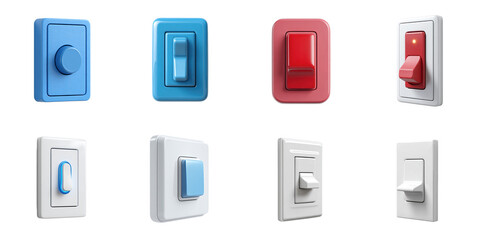 Cartoon switch png in 3d transparent for power and energy presentation.