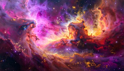 Colorful nebula in deep space.  Vast cosmic clouds