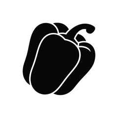 Black silhouette of a bell pepper on a white background