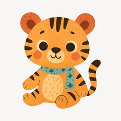 Obraz premium Cute cartoon tiger illustration.
