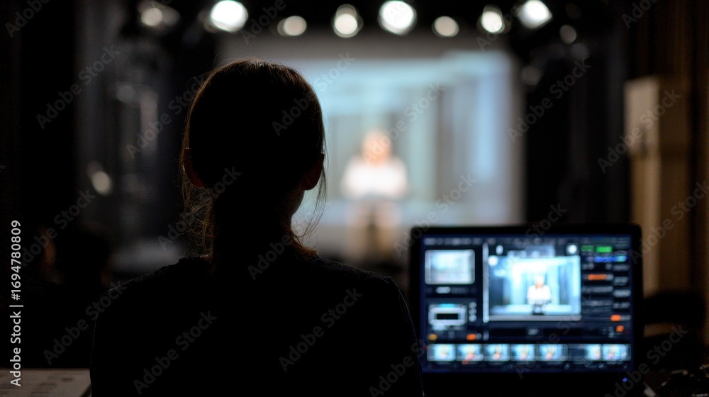 Poster focused medium shot of a screen displaying compliance learning software interface the studio setup a