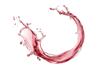 Red wine abstract splash shape on png transparent / white background