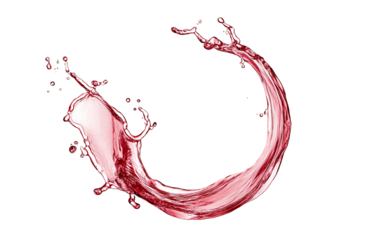 Red wine abstract splash shape on png transparent / white background