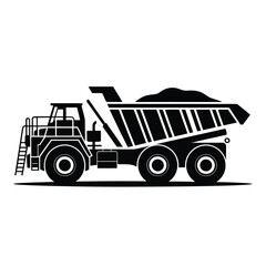 Heavy duty mining dump truck loaded with material illustration