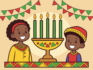 Celebrating Kwanzaa A Joyful Illustration of Children and Kinara