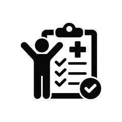 Healthy person with checklist and medical cross icon