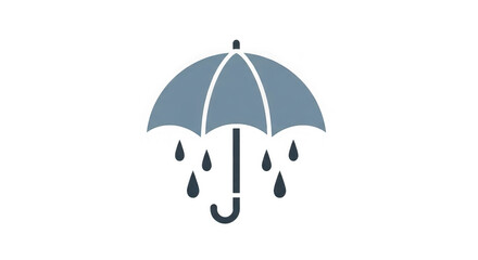 Weather protection icon blue umbrella shielding against raindrops stormy climate symbol transparent background