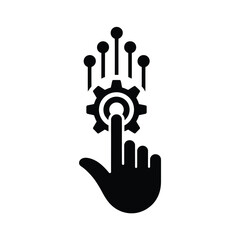 Hand touching gear with digital connection