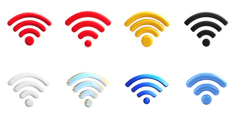 Wifi signal png mockup in 3d without background for internet and communication decoration.