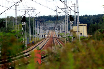 railway tracks in the forest, Strzyzyna railway station