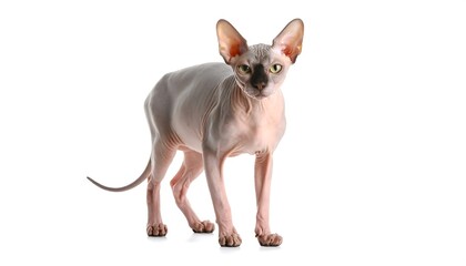 Sphynx cat portrait against white background