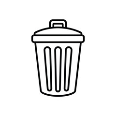 Simple outline icon of a trash can with a lid
