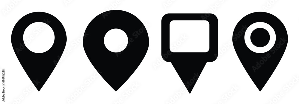 Poster location pin icon representing gps and map navigation editable vector illustration isolated on a whi