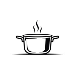 Simple line drawing of a pot with steam rising