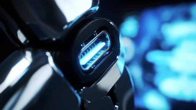 Closeup futuristic robot arm detail