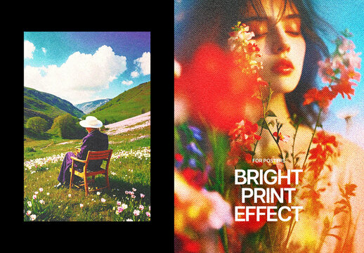 Bright Print Poster Photo Effect Mockup