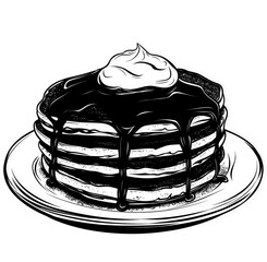 Simple black pancake drawing art isolated on a transparent or white background. Minimal food sketch illustration ideal for menu, bakery, cafe, and design projects.