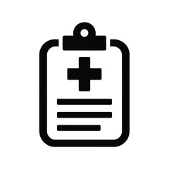 Medical clipboard with cross and lines icon