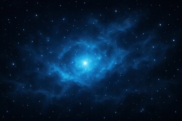 Vibrant blue nebula with glowing core and distant stars in deep space
