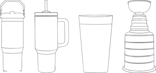 Drinkware silhouette, tumbler icon, insulated bottle, cup outline, black vector, beverage container, travel mug, reusable, stylish, minimal