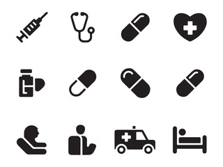Healthcare & Hospital Tools Icon Set – Vol.1
