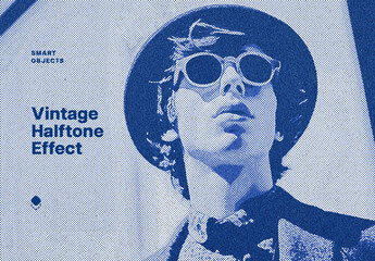 Vintage Halftone Print Effect Mockup