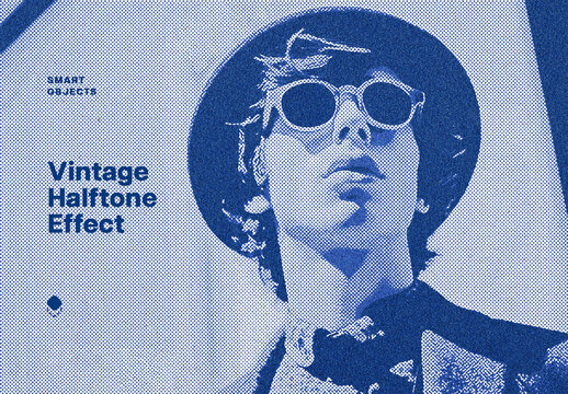 Vintage Halftone Print Effect Mockup