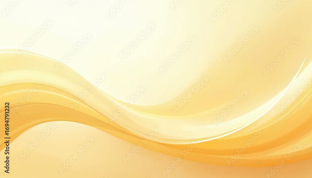 Poster elegant illustration features smooth flowing waves in pastel yellow gradient hues. dynamic curves, g