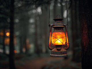 Cozy Lantern Glow in Peaceful Outdoor Nature
