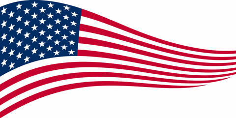 Waving american flag with stars and stripes flowing gracefully against a white background