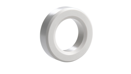 White ceramic washer isolated on black background for industrial use
