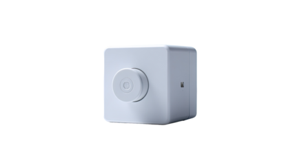 White rotary dimmer switch, wall mounted, close-up, clean background, home automation