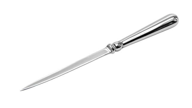 Elegant, slender letter opener with a polished metal handle