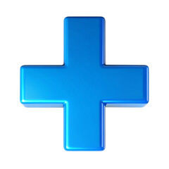 Obraz premium a blue cross symbol glowing brightly against black background