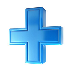 Obraz premium a blue cross symbol glowing brightly against black background