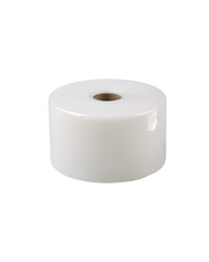 White plastic bobbin isolated on black background, craft supply