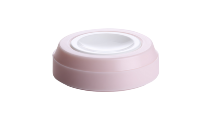 Pink cosmetic jar lid, studio shot, white background, beauty product packaging