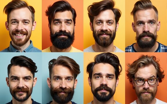 Movember mustaches creatively highlight men's health awareness through diverse styles and expressions in a striking high-quality image. High quality