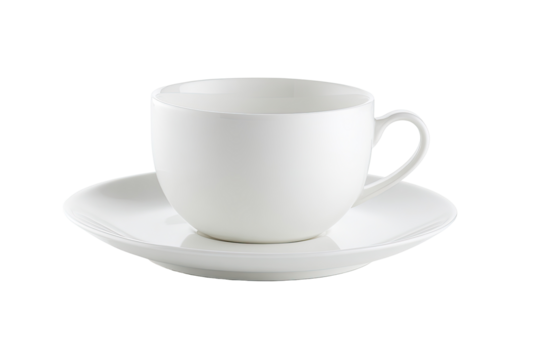 White ceramic teacup and saucer